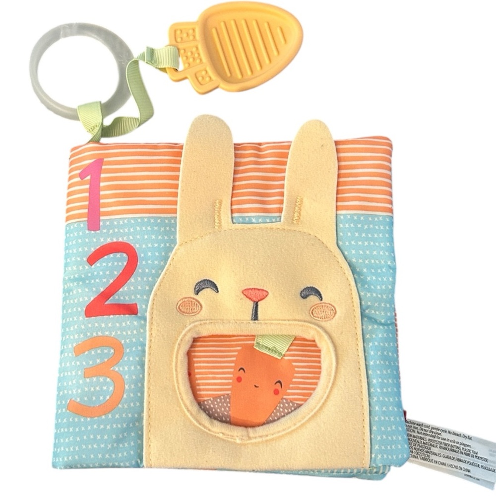 Skip Hop Baby book Farmstand cloth rabbit cover & teether